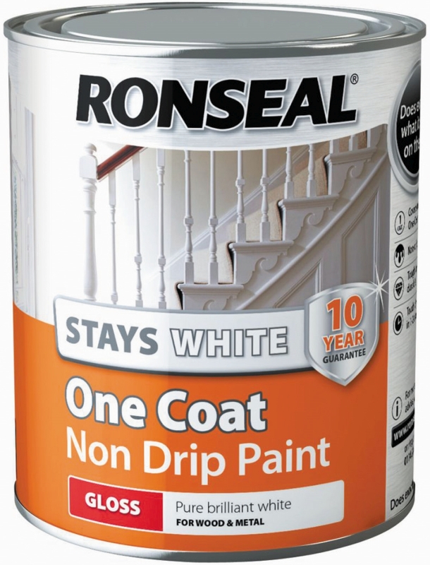 Ronseal Gloss White One Coat Wood Paint 750ml Timbermills