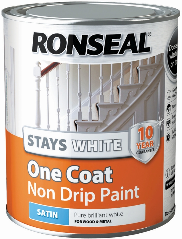 Ronseal Satin White One Coat Wood Paint 750ml Timbermills